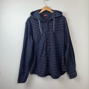 Arizona Jeans striped Mens Hooded botton up Shirt size XL